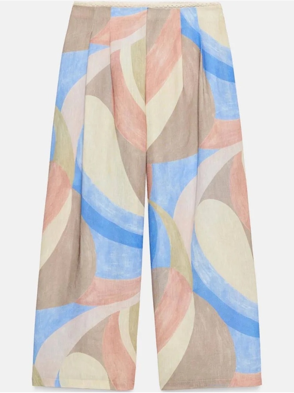 Zara Multicolor Abstract Wide-Leg Pants